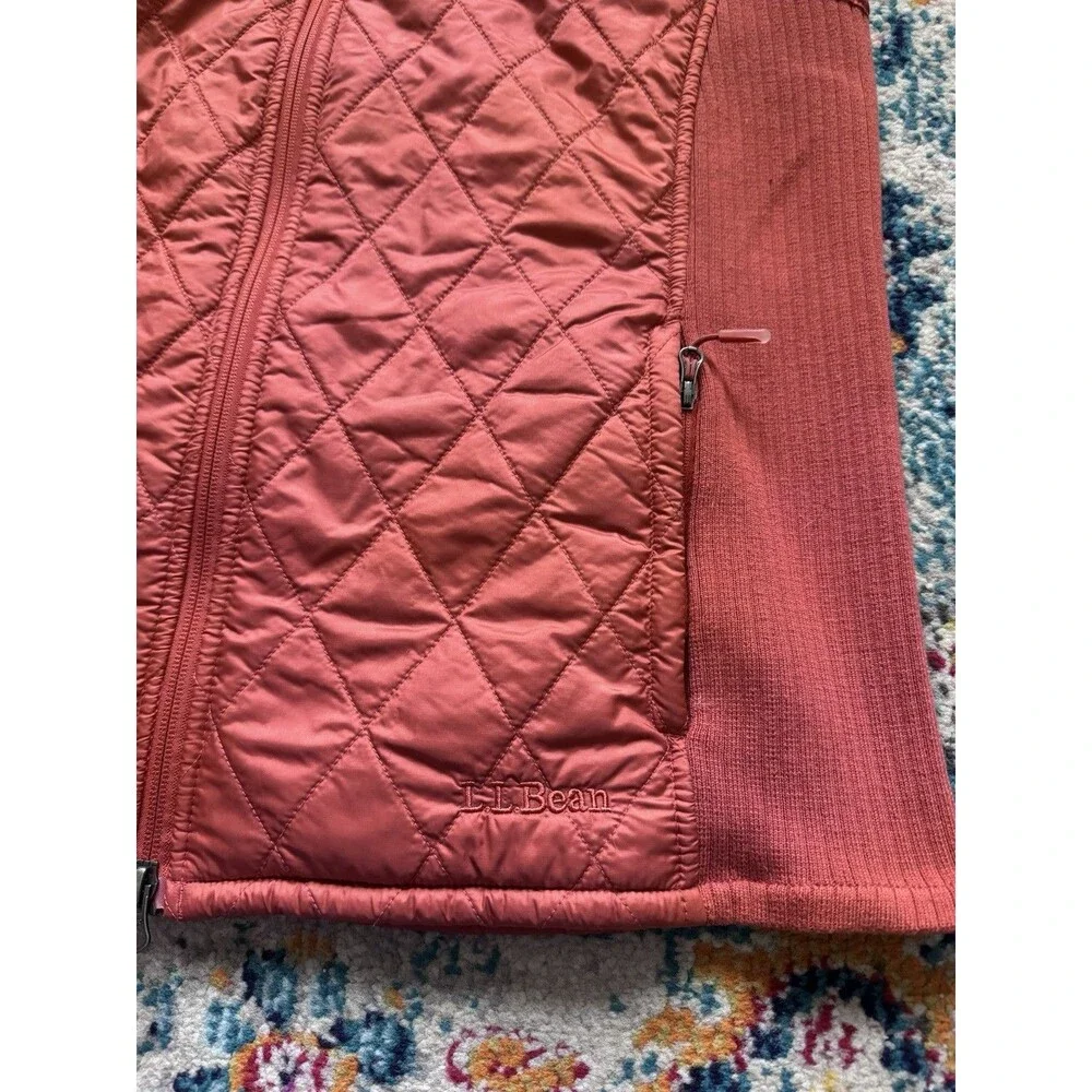 L.L.Bean Women's Orange Fleece-Lined PrimaLoft‎ Vest Size M Reg Outdoors Hiking